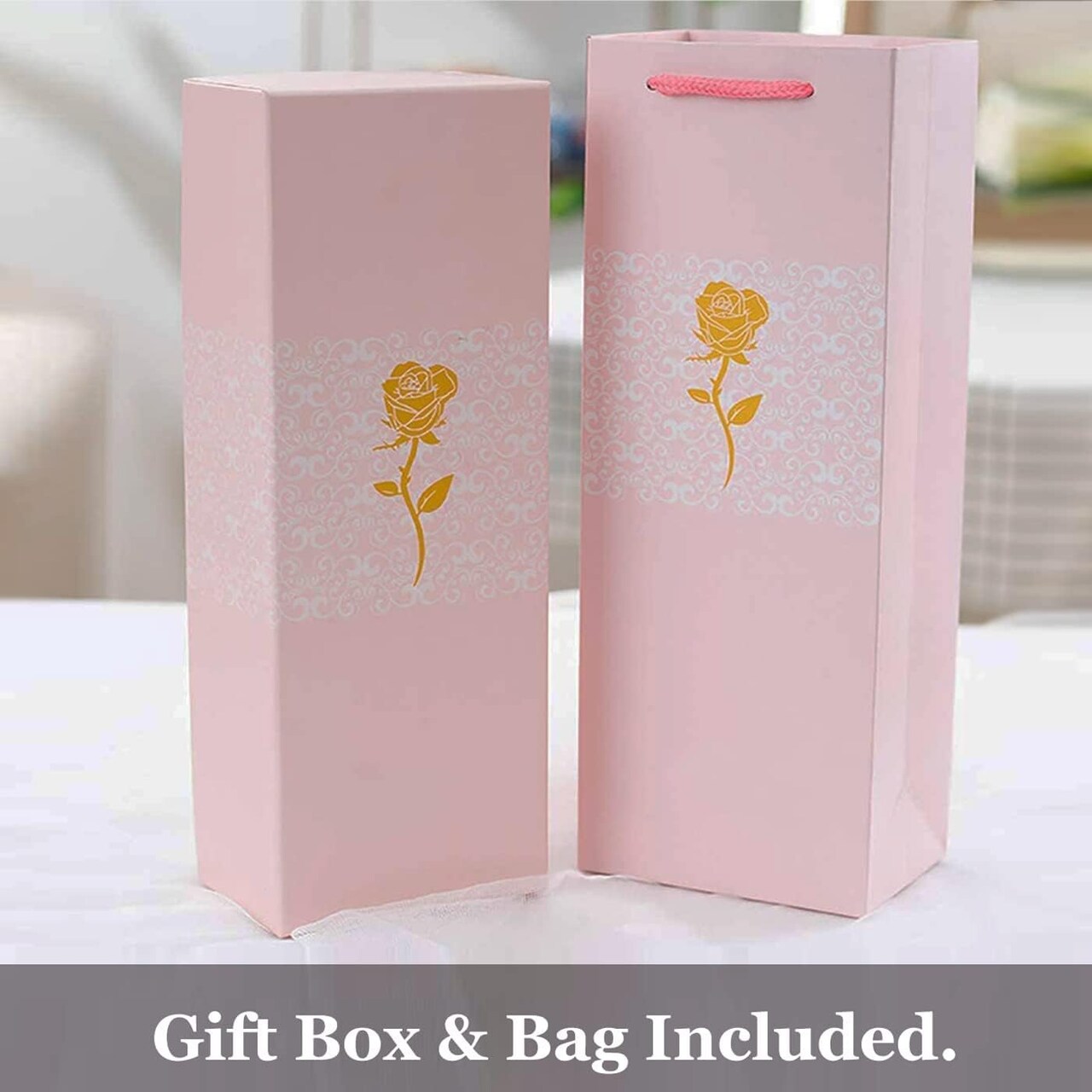 4E's Novelty Galaxy Iridescent Forever Rose – Artificial Crystal Rose with Heart Stand, Plastic Eternal Flower in Gift Box, Valentines Day Gift for Her, Wife, Girlfriend, Mom